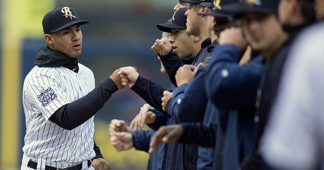 Gleyber Torres grounds into a double play, second baseman Brandon