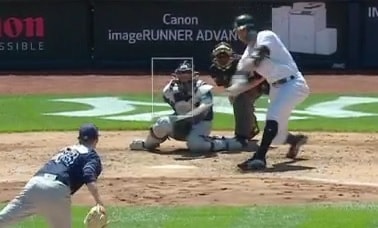 Ryne Stanek Ball In Dirt to Giancarlo Stanton, 06/22/2018