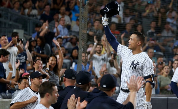 New York Yankees fans react as Giancarlo Stanton was not happy